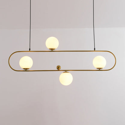 Modern Minimalist Glass Iron Oval Globe 3/4-Light Chandelier Island Light For Living Room