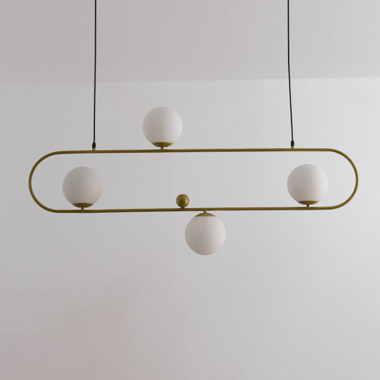 Modern Minimalist Glass Iron Oval Globe 3/4-Light Chandelier Island Light For Living Room