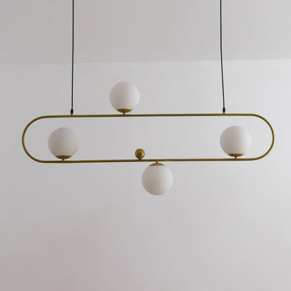 Modern Minimalist Glass Iron Oval Globe 3/4-Light Chandelier Island Light For Living Room