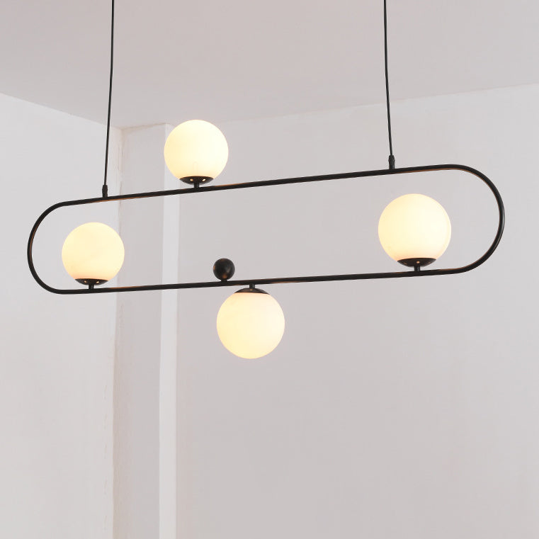 Modern Minimalist Glass Iron Oval Globe 3/4-Light Chandelier Island Light For Living Room
