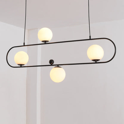 Modern Minimalist Glass Iron Oval Globe 3/4-Light Chandelier Island Light For Living Room