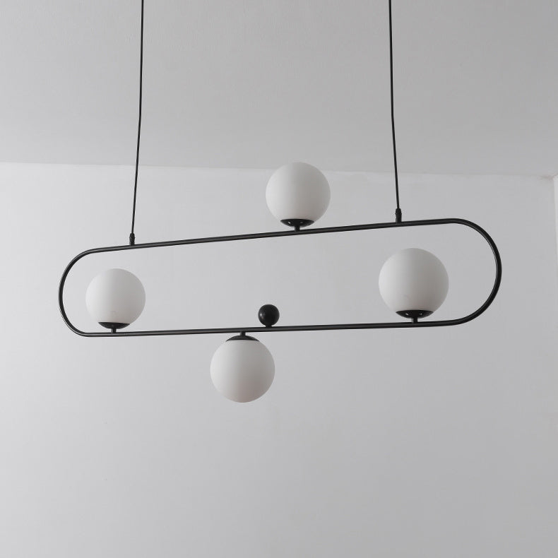 Modern Minimalist Glass Iron Oval Globe 3/4-Light Chandelier Island Light For Living Room