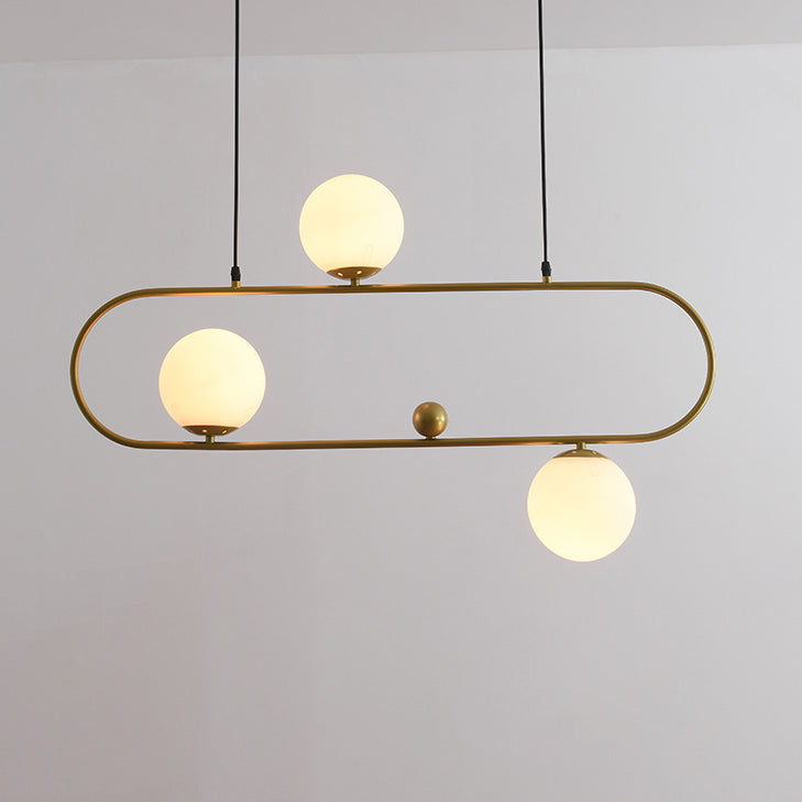 Modern Minimalist Glass Iron Oval Globe 3/4-Light Chandelier Island Light For Living Room