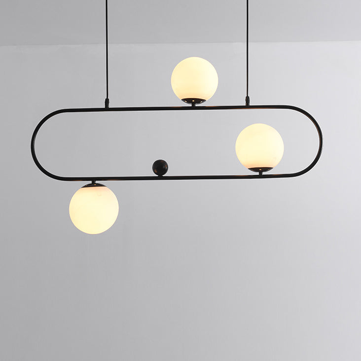 Modern Minimalist Glass Iron Oval Globe 3/4-Light Chandelier Island Light For Living Room