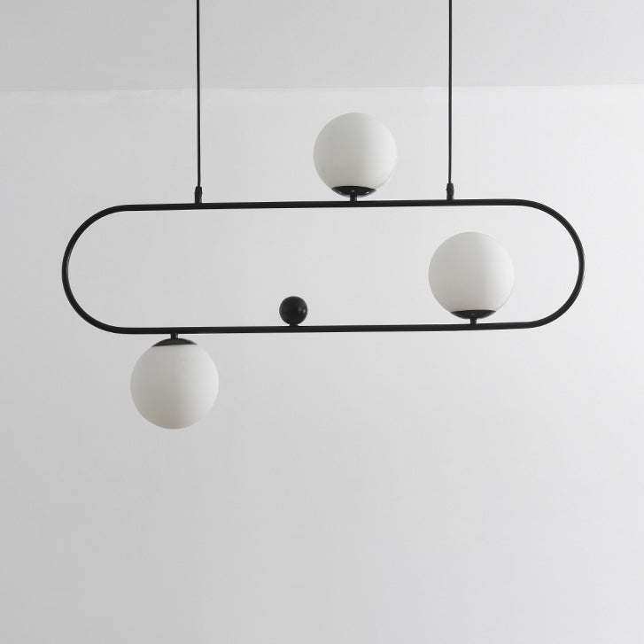 Modern Minimalist Glass Iron Oval Globe 3/4-Light Chandelier Island Light For Living Room