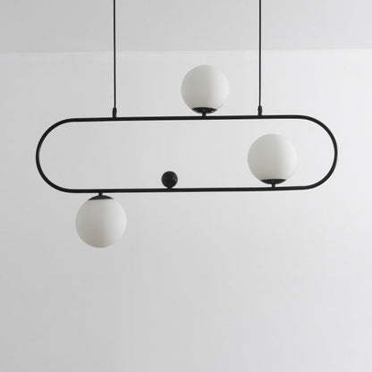 Modern Minimalist Glass Iron Oval Globe 3/4-Light Chandelier Island Light For Living Room
