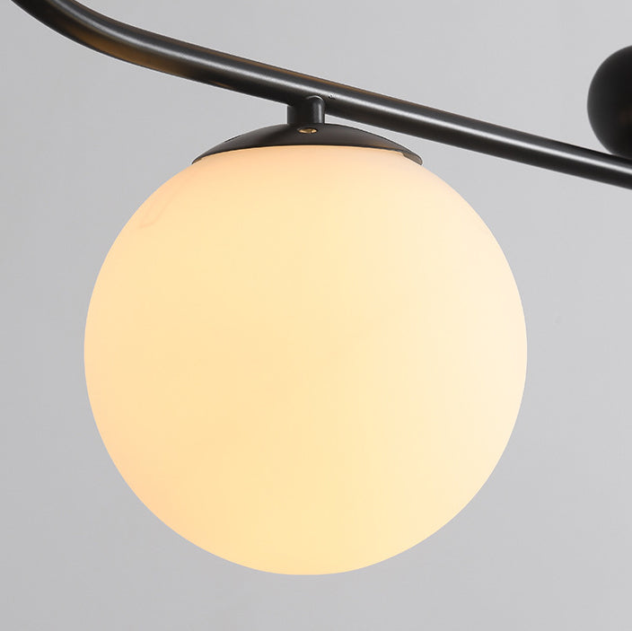 Modern Minimalist Glass Iron Oval Globe 3/4-Light Chandelier Island Light For Living Room