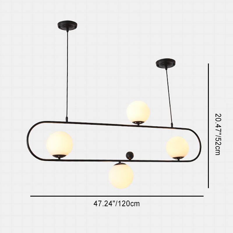 Modern Minimalist Glass Iron Oval Globe 3/4-Light Chandelier Island Light For Living Room