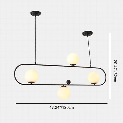 Modern Minimalist Glass Iron Oval Globe 3/4-Light Chandelier Island Light For Living Room