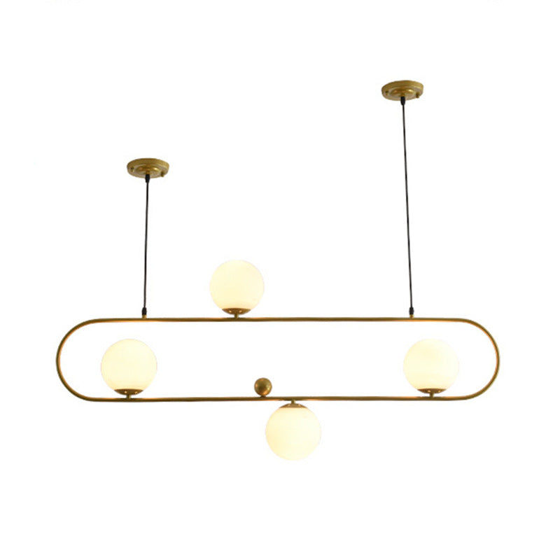 Modern Minimalist Glass Iron Oval Globe 3/4-Light Chandelier Island Light For Living Room
