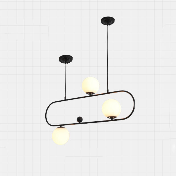 Modern Minimalist Glass Iron Oval Globe 3/4-Light Chandelier Island Light For Living Room