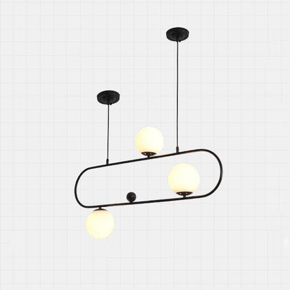 Modern Minimalist Glass Iron Oval Globe 3/4-Light Chandelier Island Light For Living Room