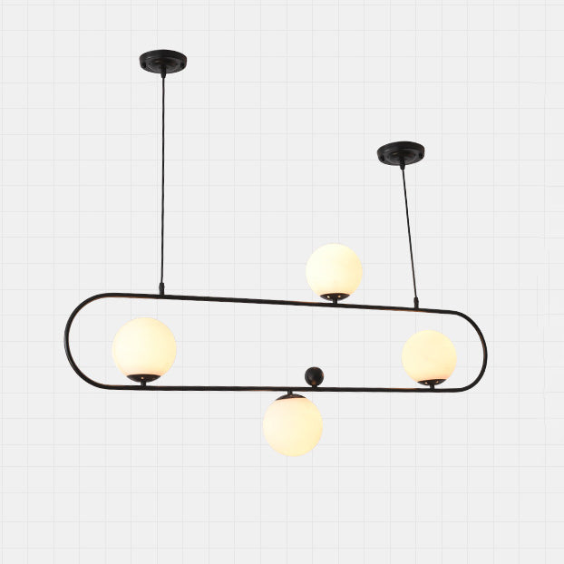 Modern Minimalist Glass Iron Oval Globe 3/4-Light Chandelier Island Light For Living Room