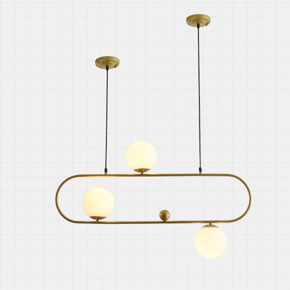 Modern Minimalist Glass Iron Oval Globe 3/4-Light Chandelier Island Light For Living Room