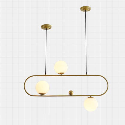 Modern Minimalist Glass Iron Oval Globe 3/4-Light Chandelier Island Light For Living Room