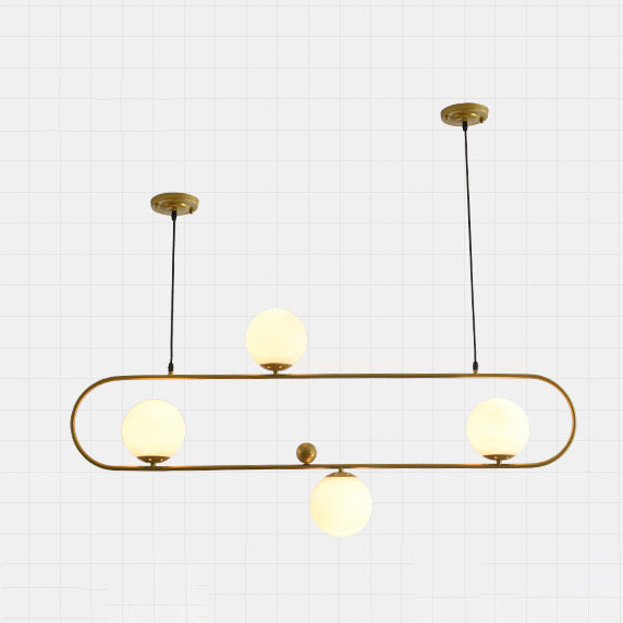 Modern Minimalist Glass Iron Oval Globe 3/4-Light Chandelier Island Light For Living Room