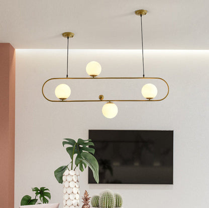 Modern Minimalist Glass Iron Oval Globe 3/4-Light Chandelier Island Light For Living Room