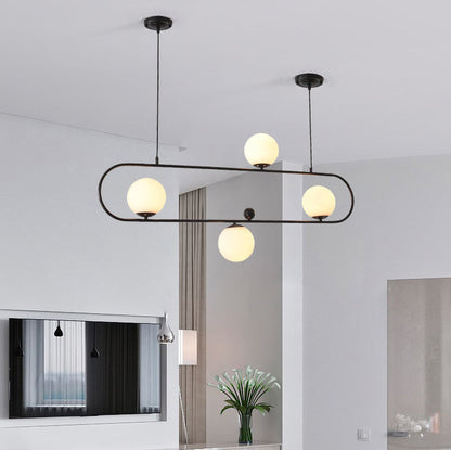 Modern Minimalist Glass Iron Oval Globe 3/4-Light Chandelier Island Light For Living Room