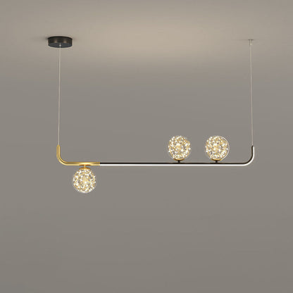 Contemporary Creative Acrylic Silicone Iron Spherical Curved LED Chandelier Island Light For Dining Room