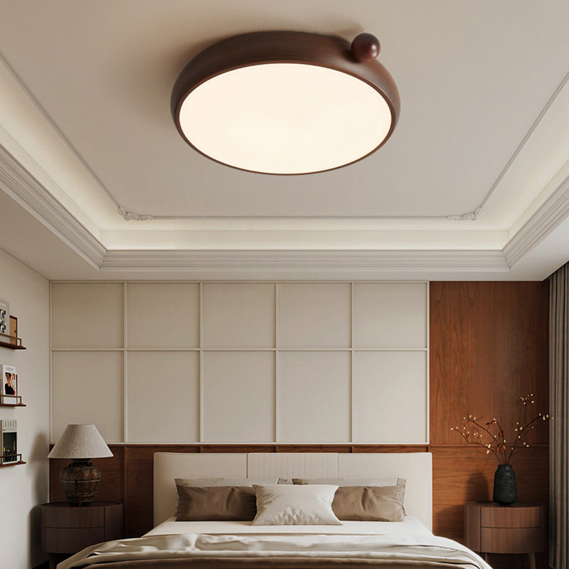 Traditional Chinese Acrylic Iron Globe-Shaped Round LED Flush Mount Ceiling Light For Bedroom