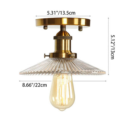 Contemporary Scandinavian Glass Aluminum Fan-Shaped Round 1-Light Semi-Flush Mount Ceiling Light For Living Room