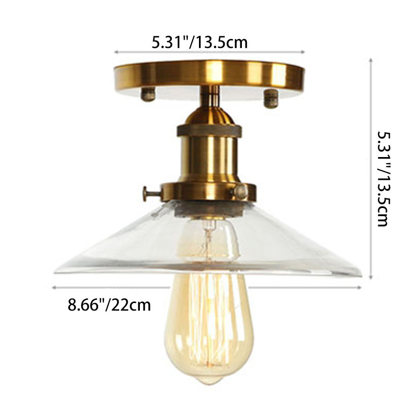 Contemporary Scandinavian Glass Aluminum Fan-Shaped Round 1-Light Semi-Flush Mount Ceiling Light For Living Room