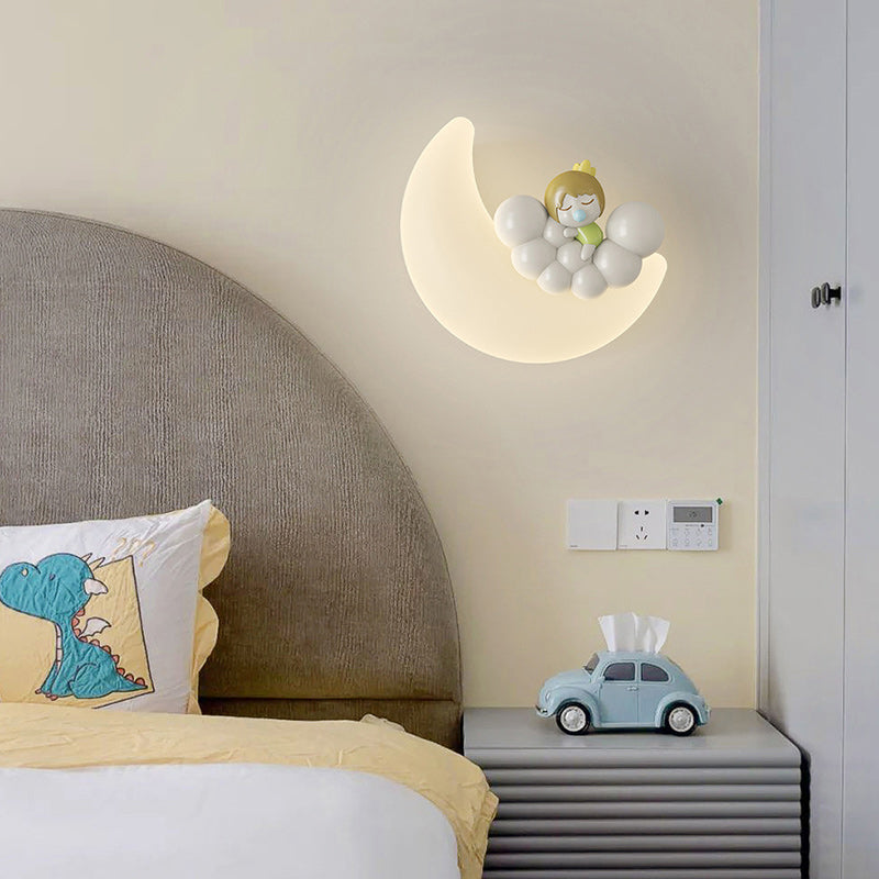 Modern Art Deco PE Iron Crescent LED Wall Sconce Lamp For Bedroom