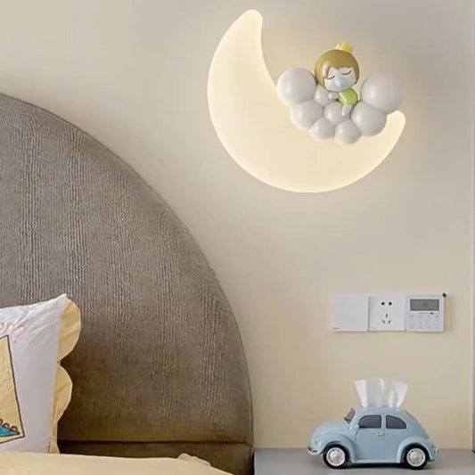 Modern Art Deco PE Iron Crescent LED Wall Sconce Lamp For Bedroom