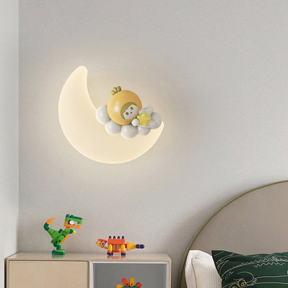 Modern Art Deco PE Iron Crescent LED Wall Sconce Lamp For Bedroom