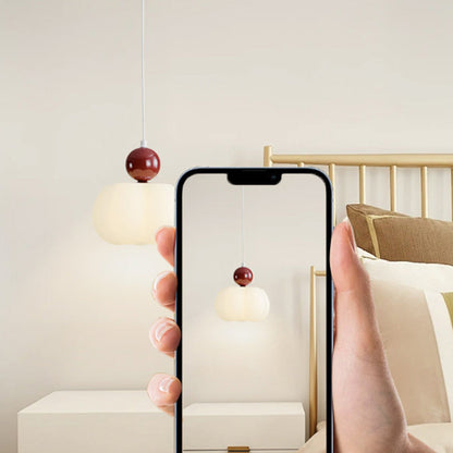Contemporary Creative PE Rubber Wood Iron Cotton Cloud Round 1-Light Pendant Light For Bedroom