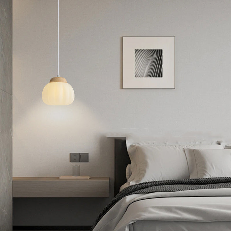 Contemporary Creative PE Rubber Wood Iron Cotton Cloud Round 1-Light Pendant Light For Bedroom