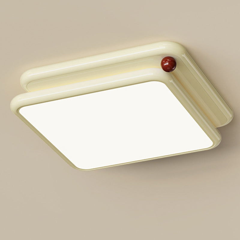 Modern Minimalist Iron PVC Stacked Square Round LED Flush Mount Ceiling Light For Bedroom & Living Room