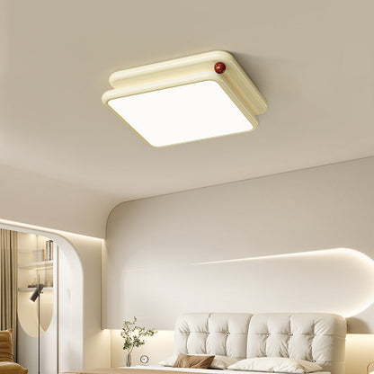 Modern Minimalist Iron PVC Stacked Square Round LED Flush Mount Ceiling Light For Bedroom & Living Room