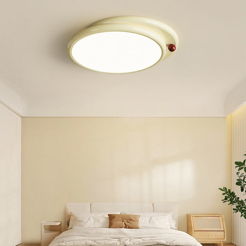 Modern Minimalist Iron PVC Stacked Square Round LED Flush Mount Ceiling Light For Bedroom & Living Room