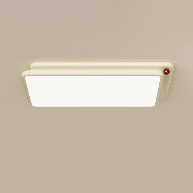Modern Minimalist Iron PVC Stacked Square Round LED Flush Mount Ceiling Light For Bedroom & Living Room