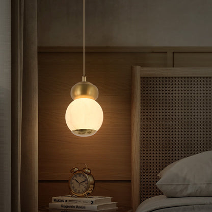 مصباح LED دائري مسطح من المرمر الطبيعي بتصميم إبداعي معاصر لغرفة النوم