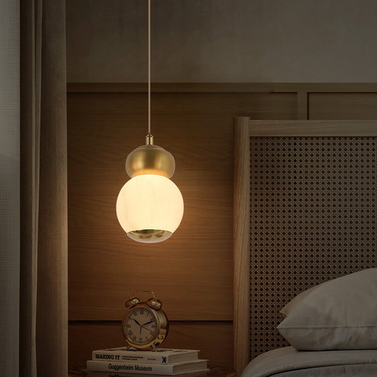 مصباح LED دائري مسطح من المرمر الطبيعي بتصميم إبداعي معاصر لغرفة النوم