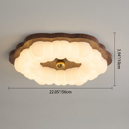 Traditional Chinese Iron PE Floral LED Flush Mount Ceiling Light For Bedroom
