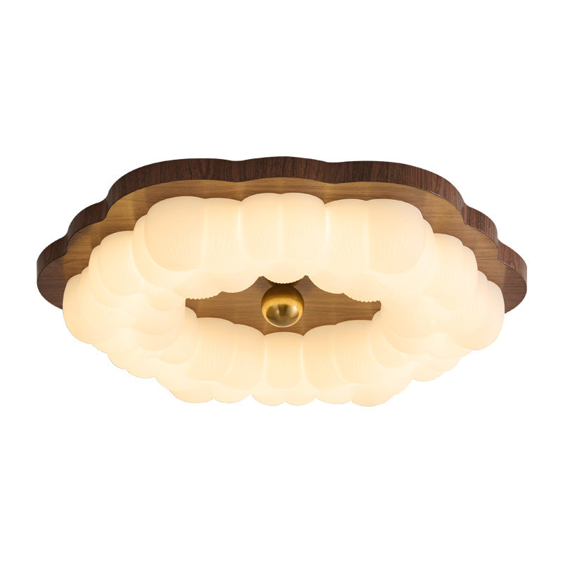 Traditional Chinese Iron PE Floral LED Flush Mount Ceiling Light For Bedroom