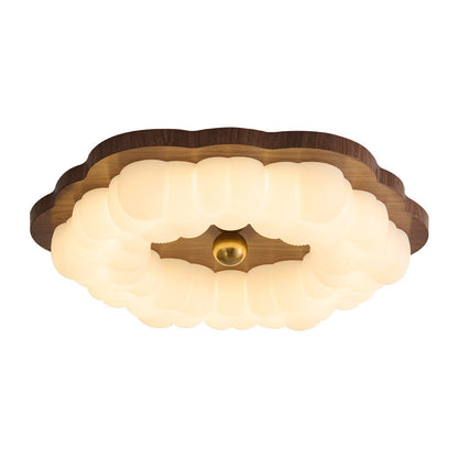 Traditional Chinese Iron PE Floral LED Flush Mount Ceiling Light For Bedroom