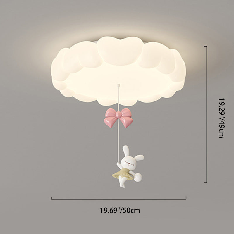 Modern Art Deco Kids Iron PE Heart-Shaped Round LED Flush Mount Ceiling Light For Bedroom
