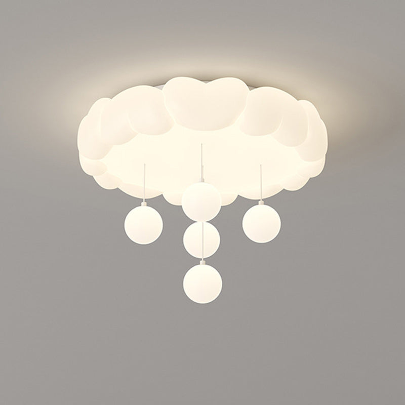Modern Art Deco Kids Iron PE Heart-Shaped Round LED Flush Mount Ceiling Light For Bedroom