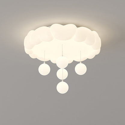 Modern Art Deco Kids Iron PE Heart-Shaped Round LED Flush Mount Ceiling Light For Bedroom