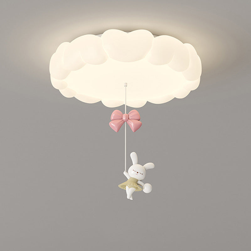 Modern Art Deco Kids Iron PE Heart-Shaped Round LED Flush Mount Ceiling Light For Bedroom
