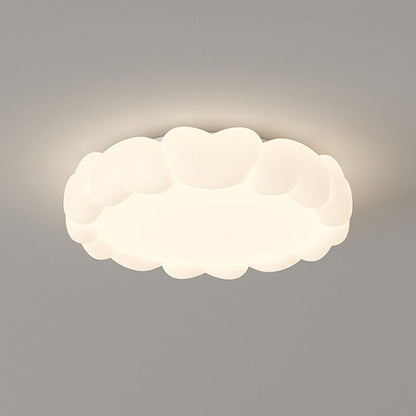 Modern Art Deco Kids Iron PE Heart-Shaped Round LED Flush Mount Ceiling Light For Bedroom
