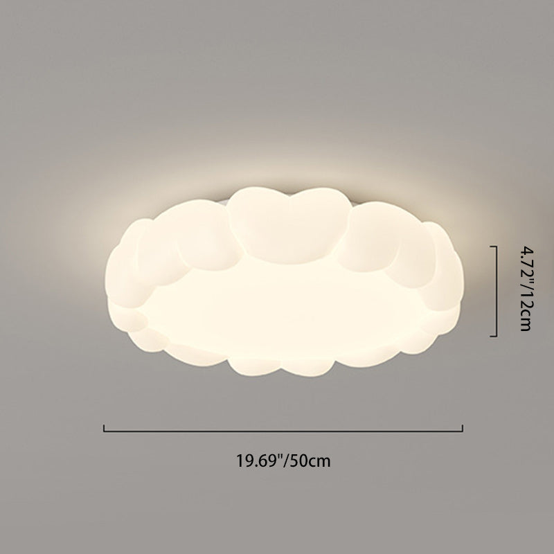 Modern Art Deco Kids Iron PE Heart-Shaped Round LED Flush Mount Ceiling Light For Bedroom