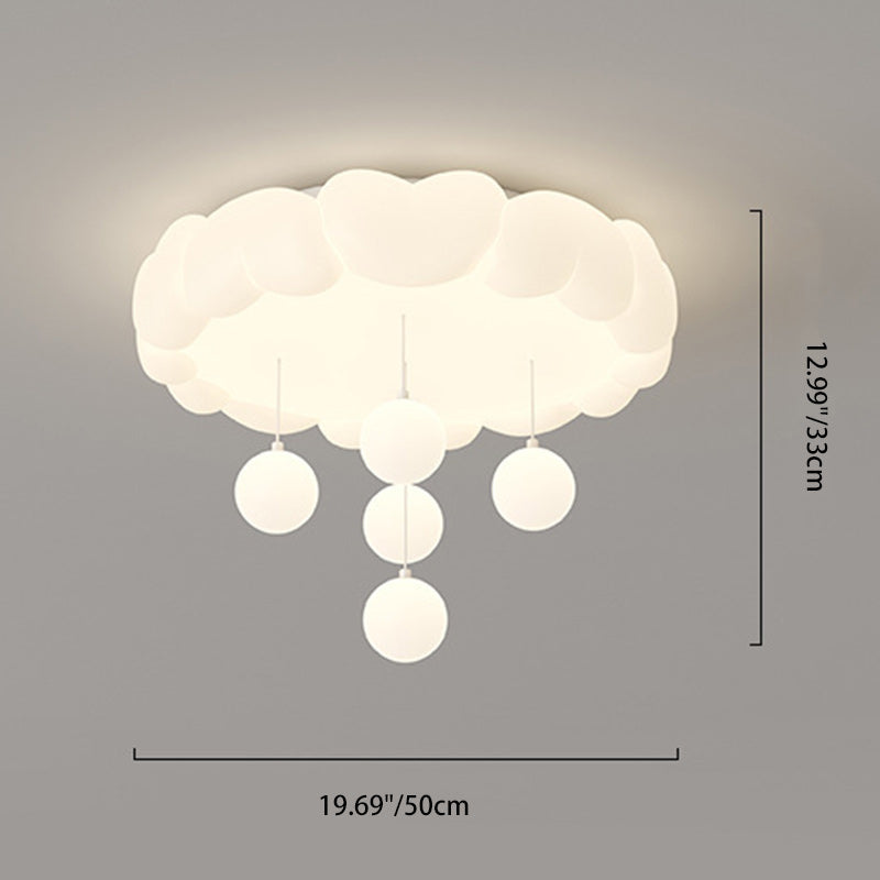 Modern Art Deco Kids Iron PE Heart-Shaped Round LED Flush Mount Ceiling Light For Bedroom