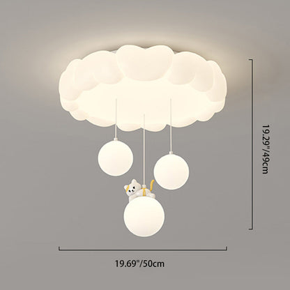 Modern Art Deco Kids Iron PE Heart-Shaped Round LED Flush Mount Ceiling Light For Bedroom