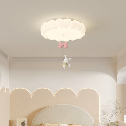 Modern Art Deco Kids Iron PE Heart-Shaped Round LED Flush Mount Ceiling Light For Bedroom