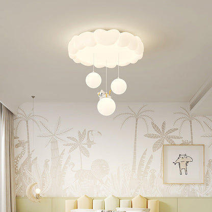 Modern Art Deco Kids Iron PE Heart-Shaped Round LED Flush Mount Ceiling Light For Bedroom